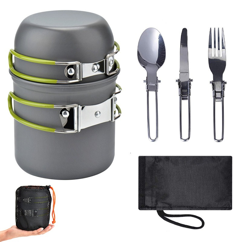 Camping Lightweight Cooking Pot - Портативный набор походной посуды для кемпинга: