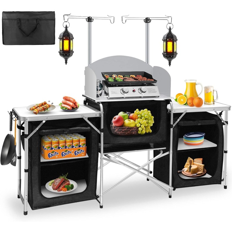 Camping Cooking Table With Storage - Популярная портативная складная кухня для кемпинга