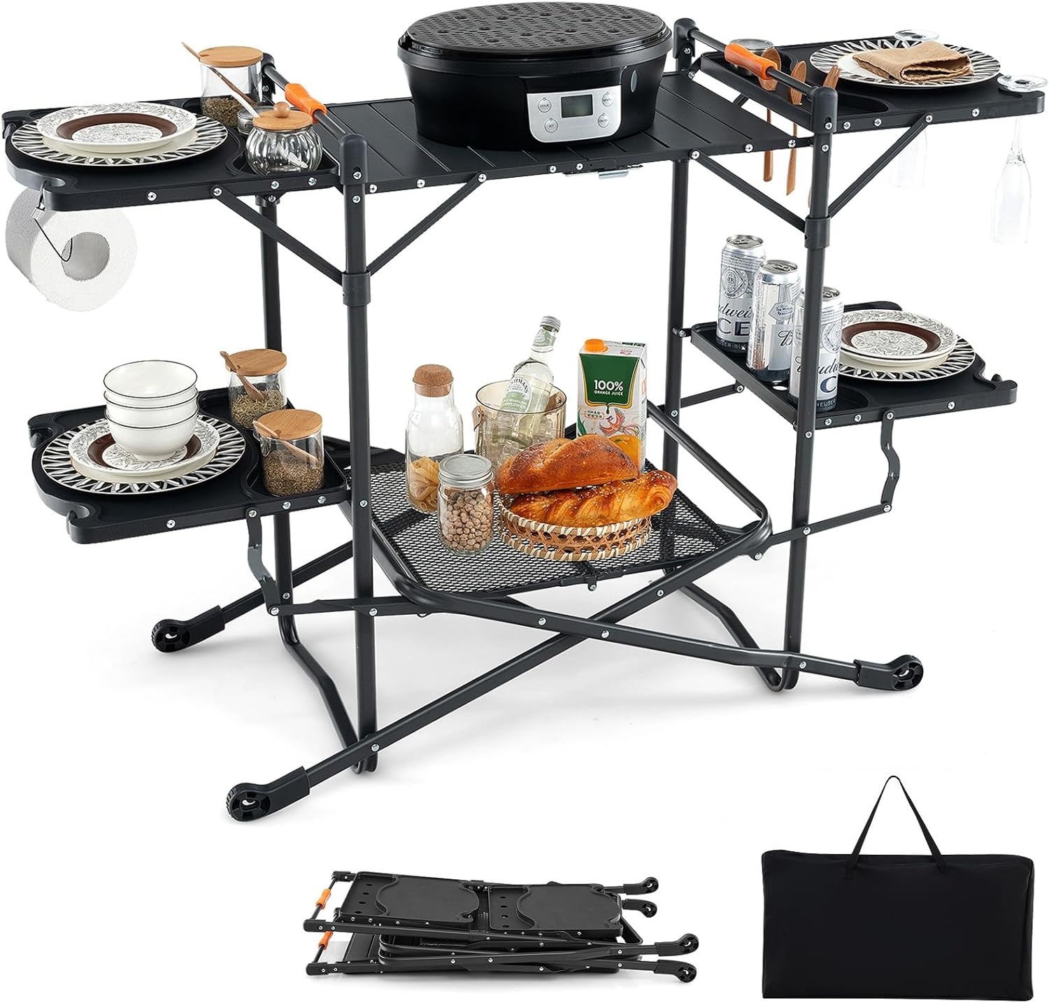 Camping Cooking Table With Storage - Портативный походный стол для приготовления пищи
