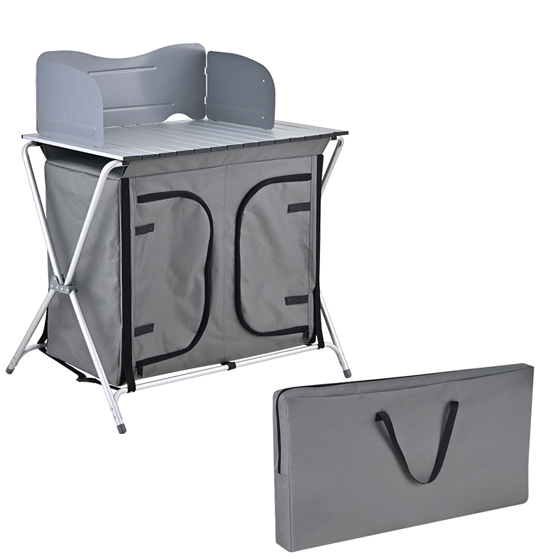 Camping Cooking Table With Storage - Алюминиевый складной портативный стол для приготовления