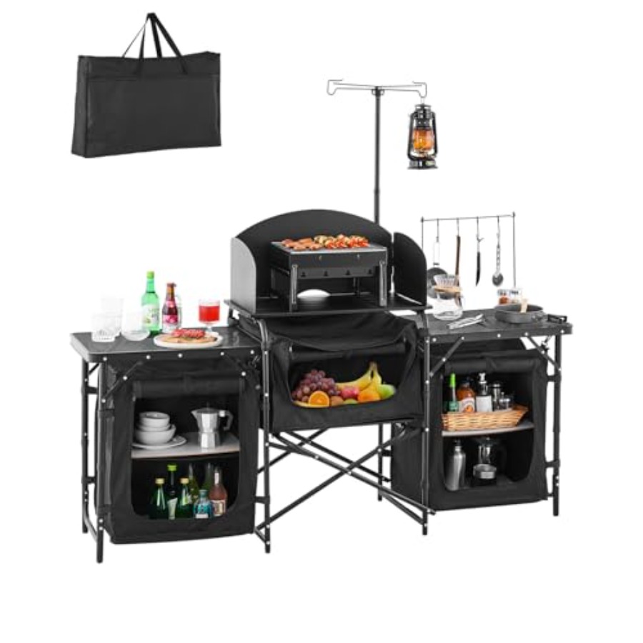 Camping Cooking Table With Storage - Походный кухонный стол, уличный стол для