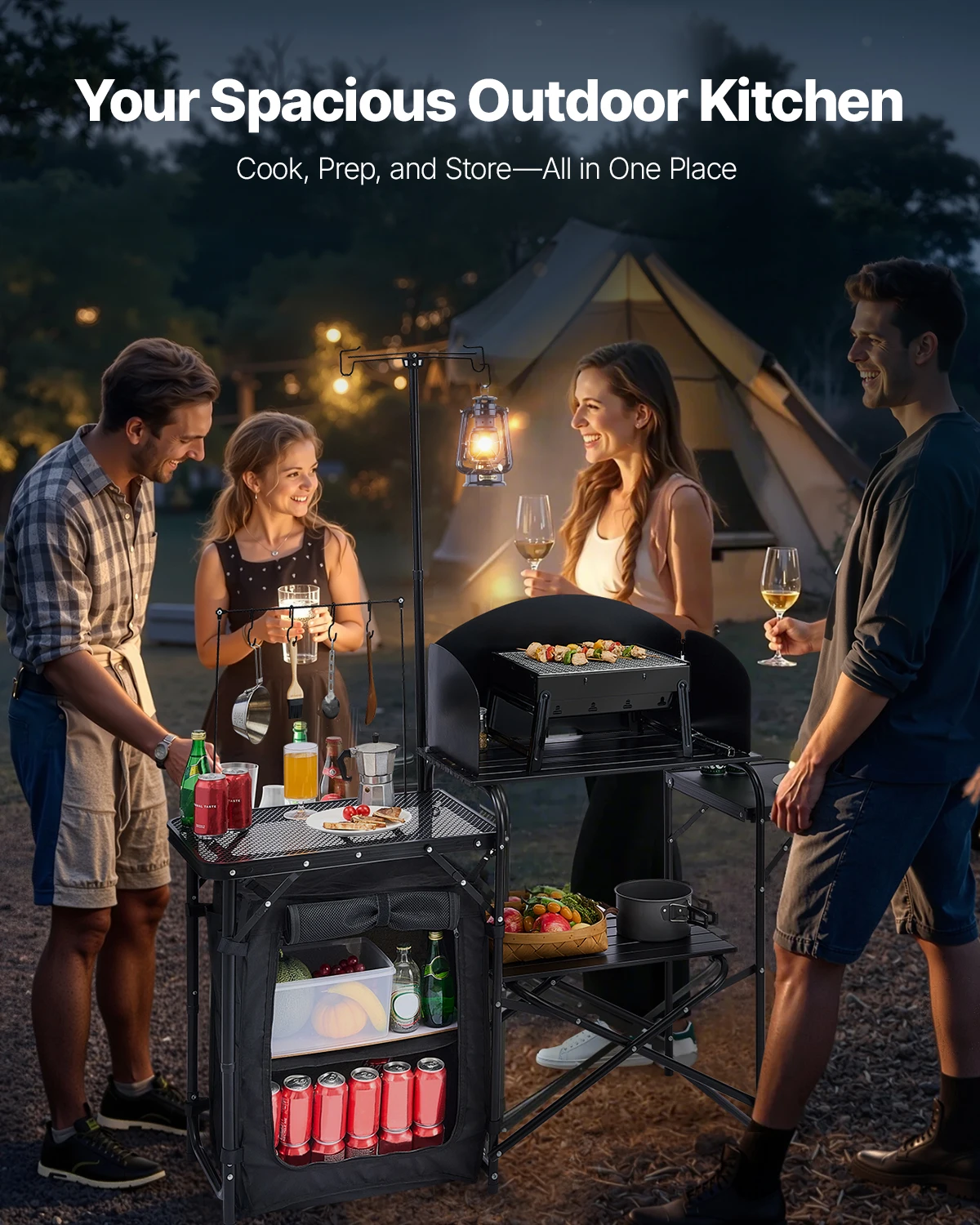 Складной походный стол, уличны – обзор и цена Camping Cooking Table With Storage