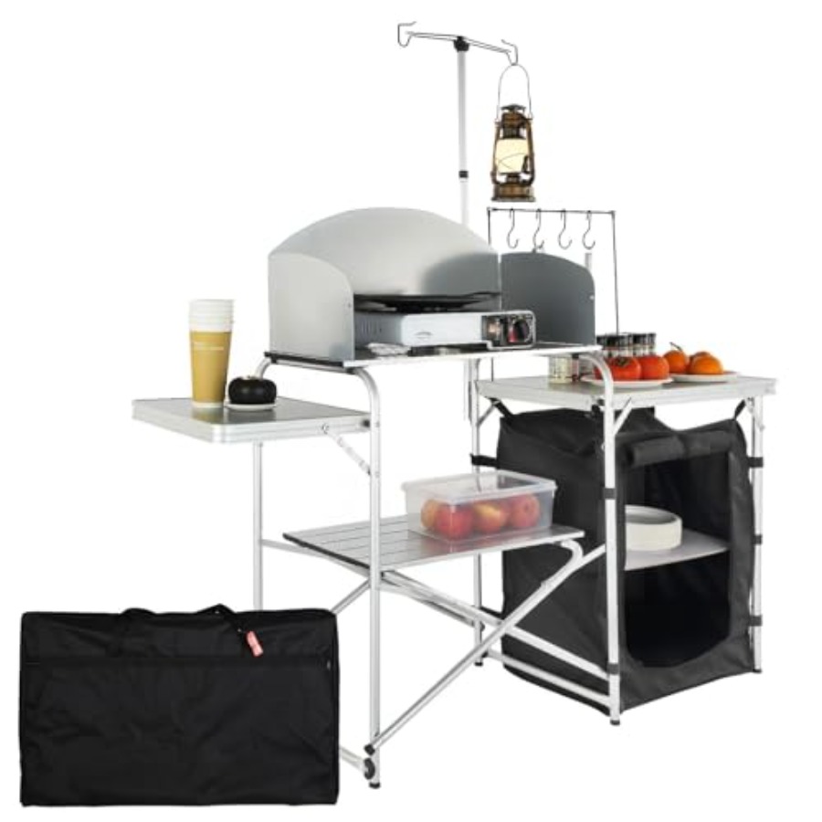 Складной походный кухонный сто – обзор и цена Camping Cooking Table With Storage
