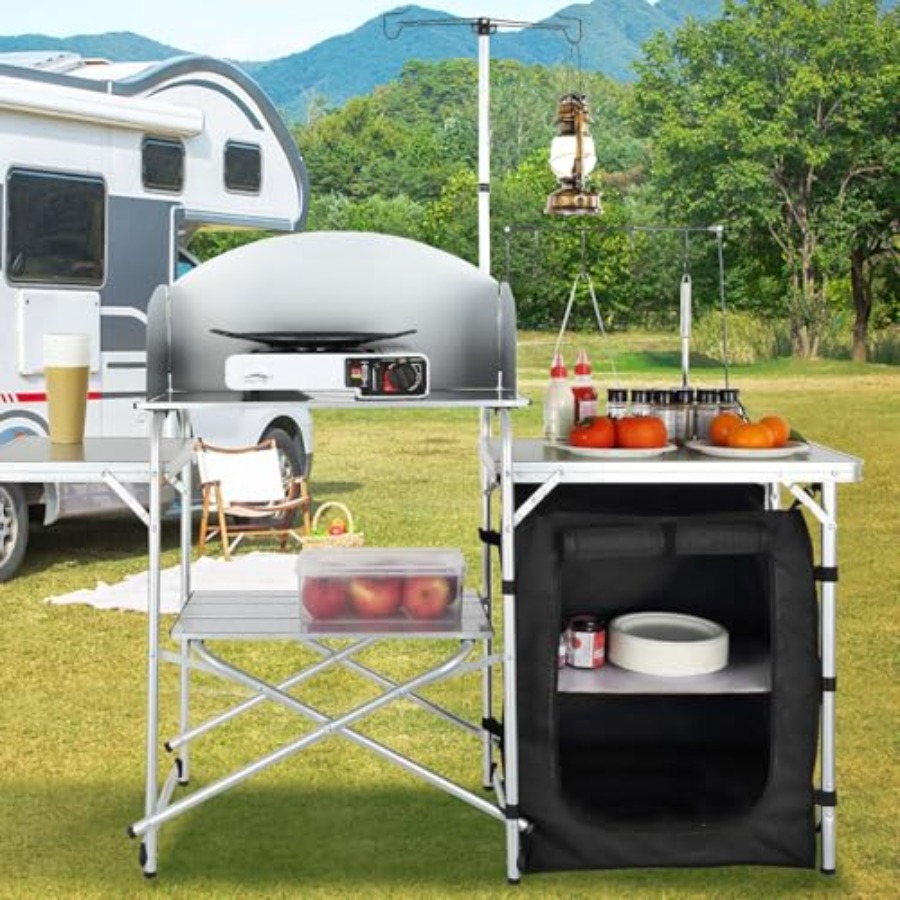 Складной походный кухонный сто – обзор и цена Camping Cooking Table With Storage
