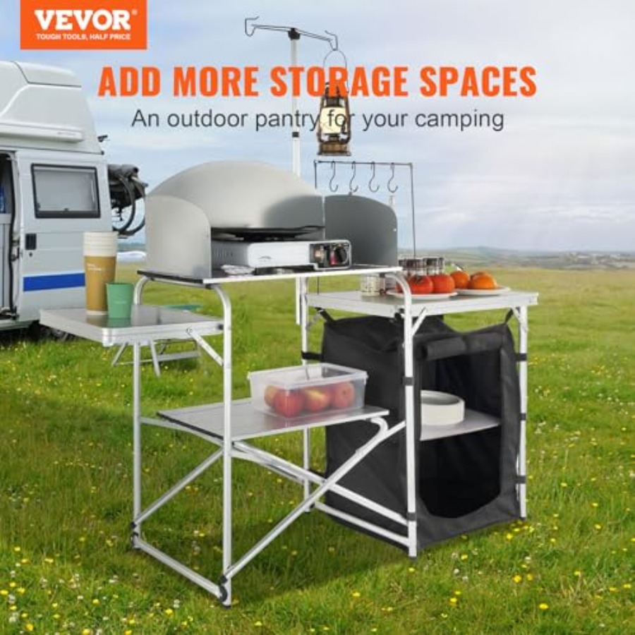 Складной походный кухонный сто – обзор и цена Camping Cooking Table With Storage