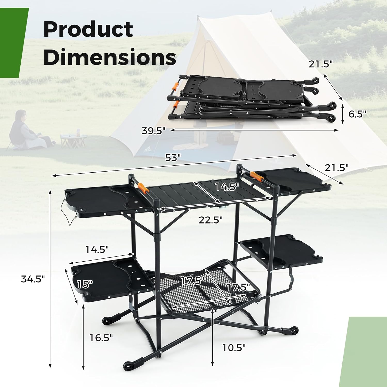 Портативный походный стол для  – обзор и цена Camping Cooking Table With Storage