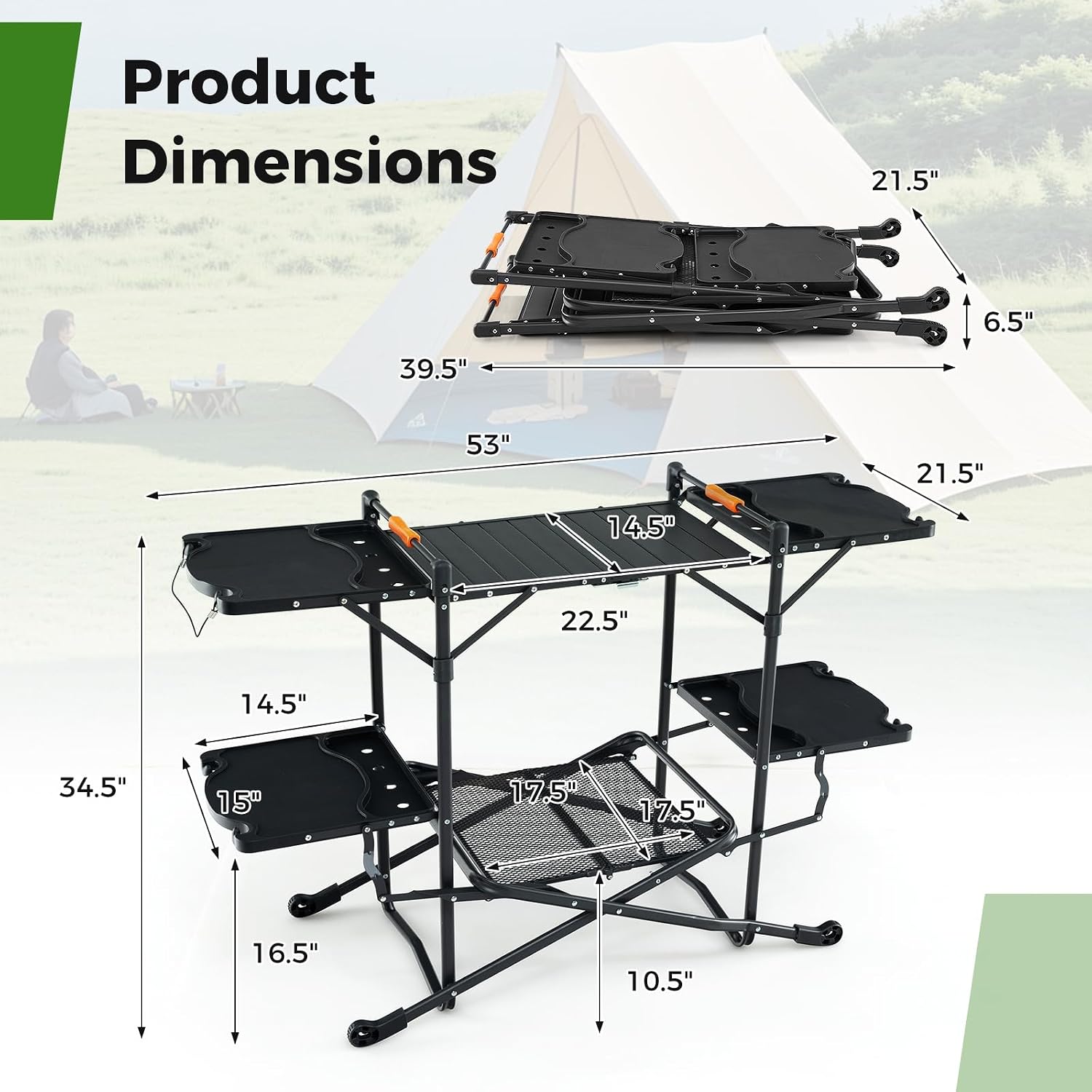 Портативный складной стол для  – обзор и цена Camping Cooking Table With Storage