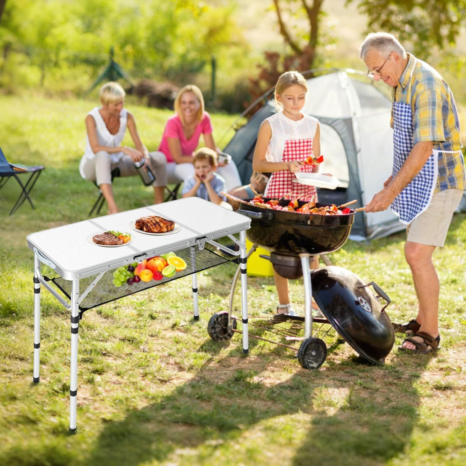Складной походный стол с сетко – обзор и цена Camping Cooking Table With Storage