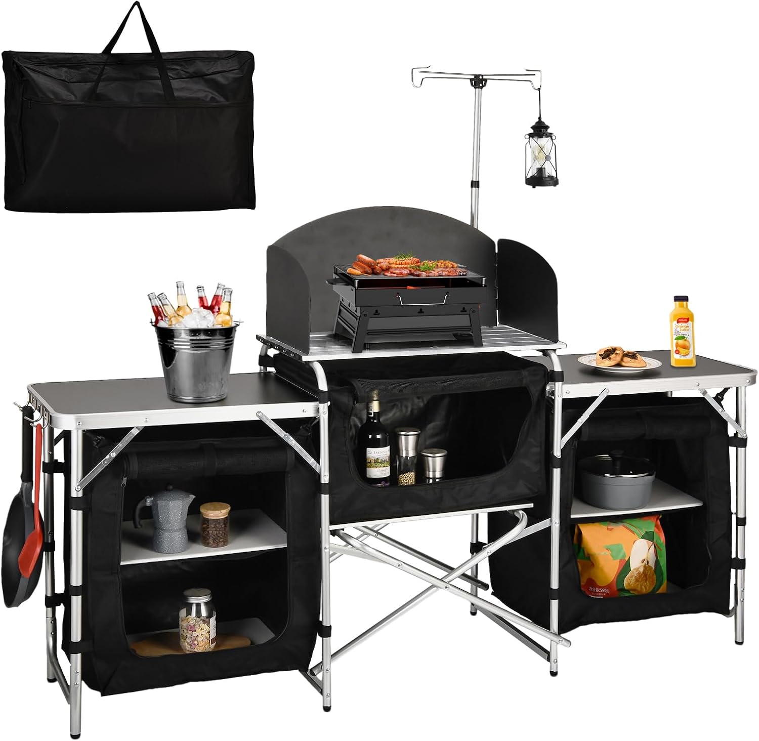 Алюминиевый складной походный  – обзор и цена Camping Cooking Table With Storage