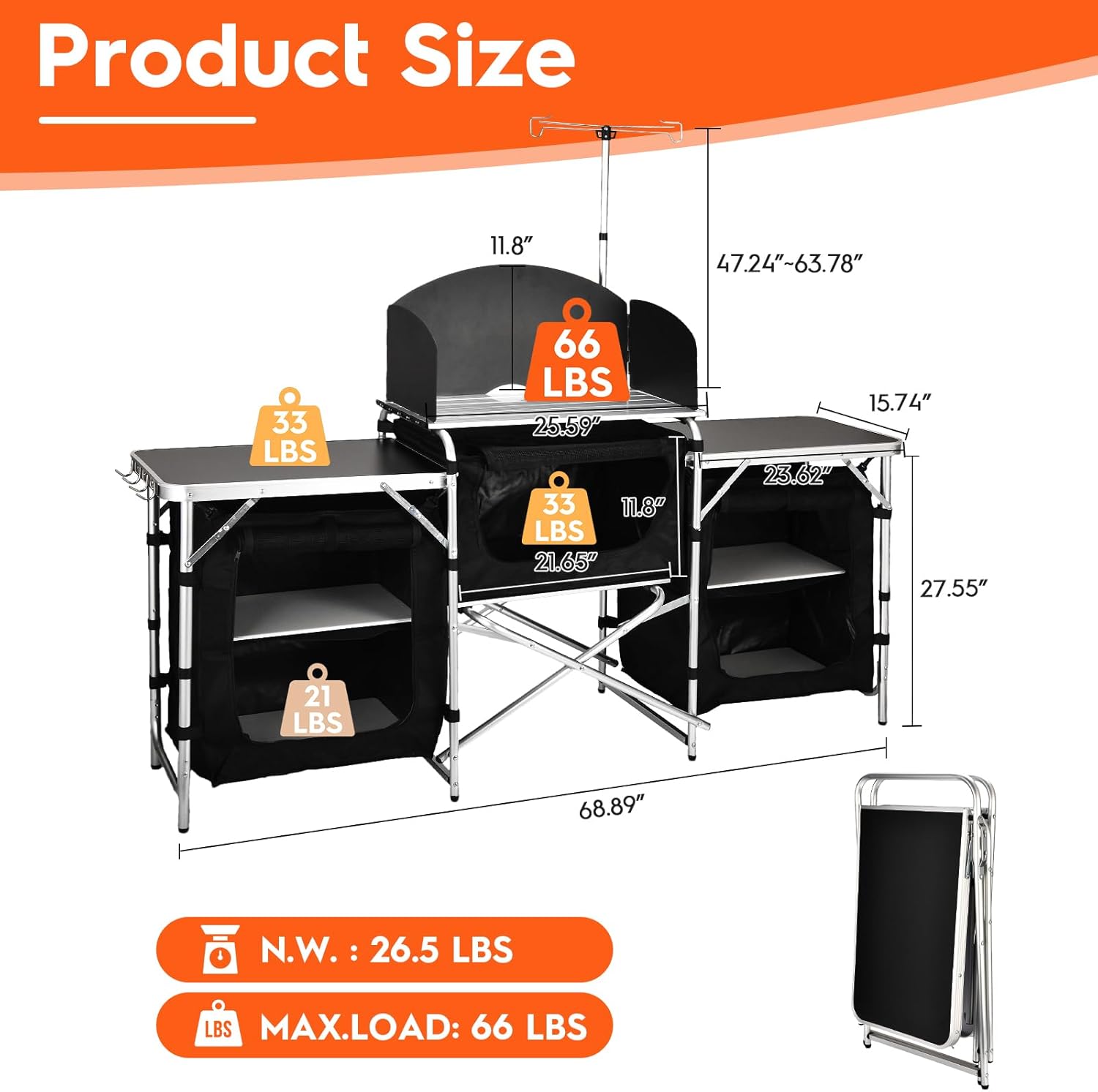 Алюминиевый складной походный  – обзор и цена Camping Cooking Table With Storage