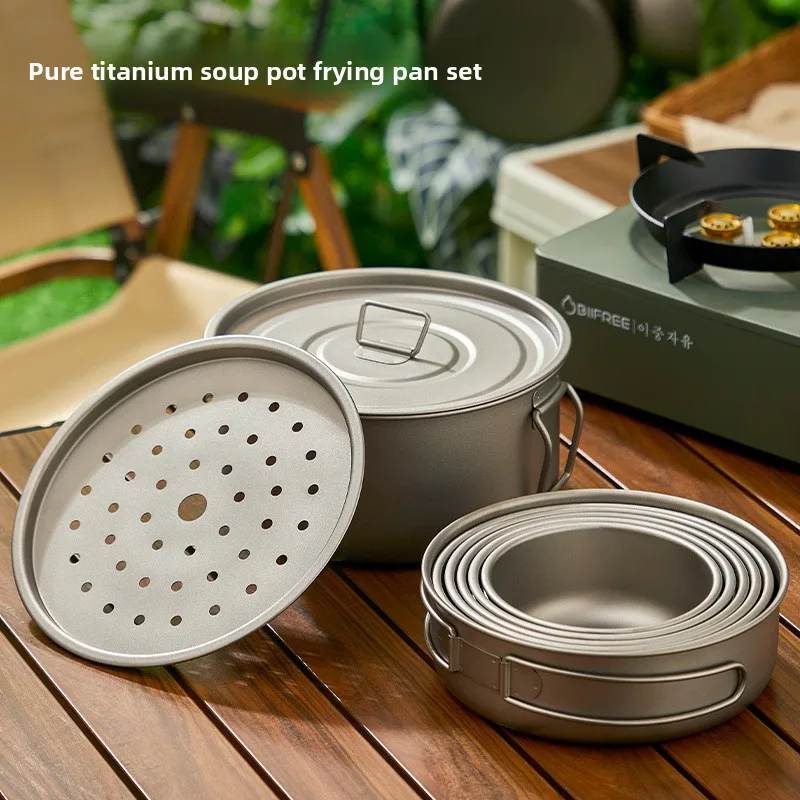 Титановый уличный набор кастрю – обзор и цена Camping Lightweight Cooking Pot
