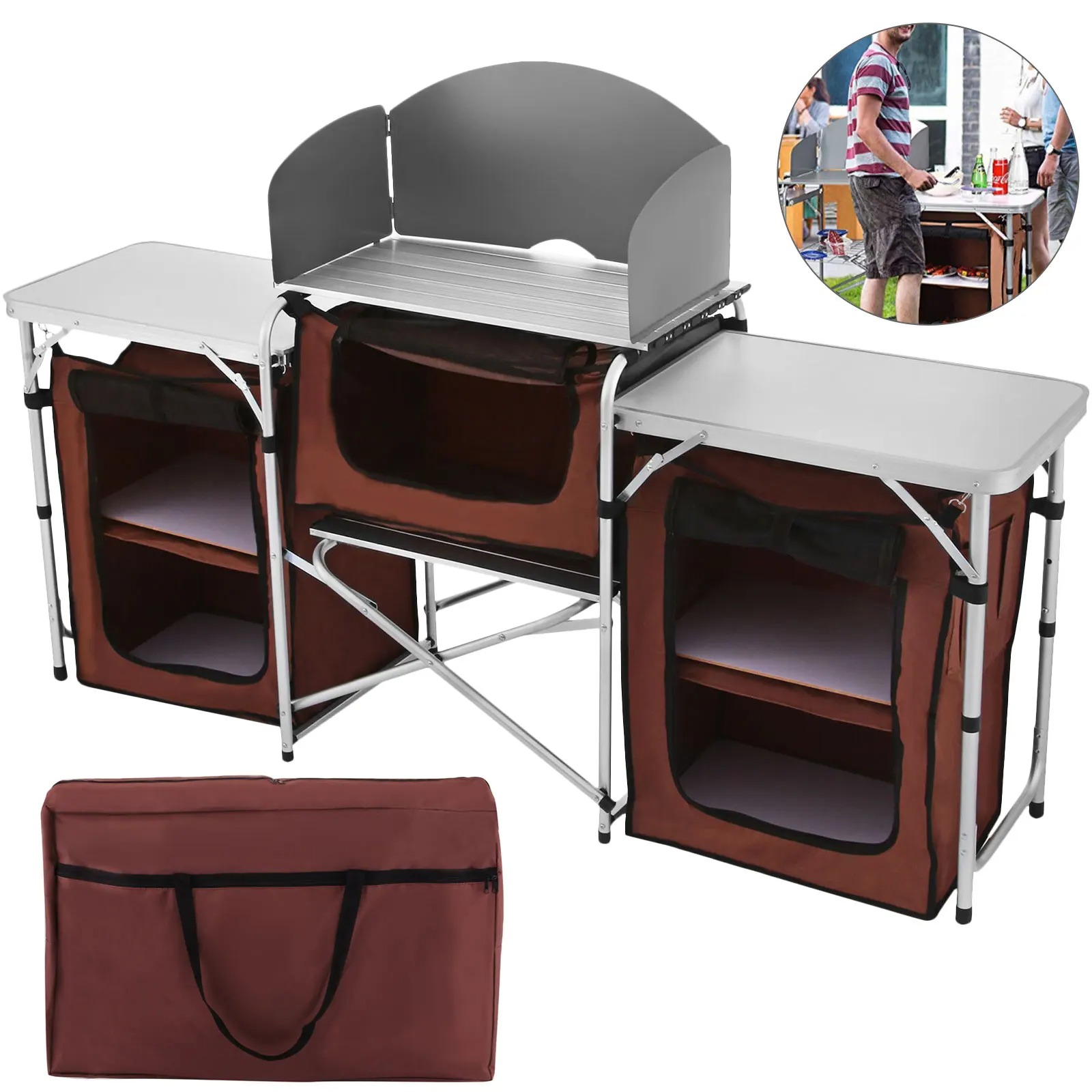 Складной кухонный стол-шкаф Si – обзор и цена Camping Cooking Table With Storage