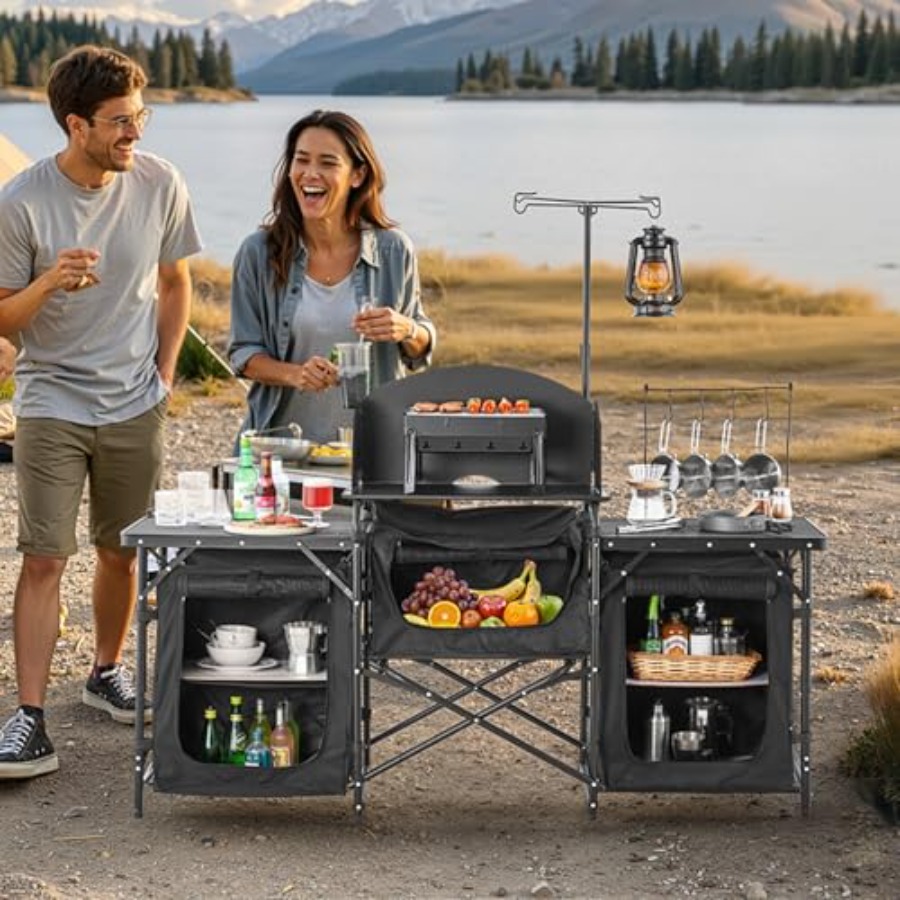 Походный кухонный стол, уличны – обзор и цена Camping Cooking Table With Storage
